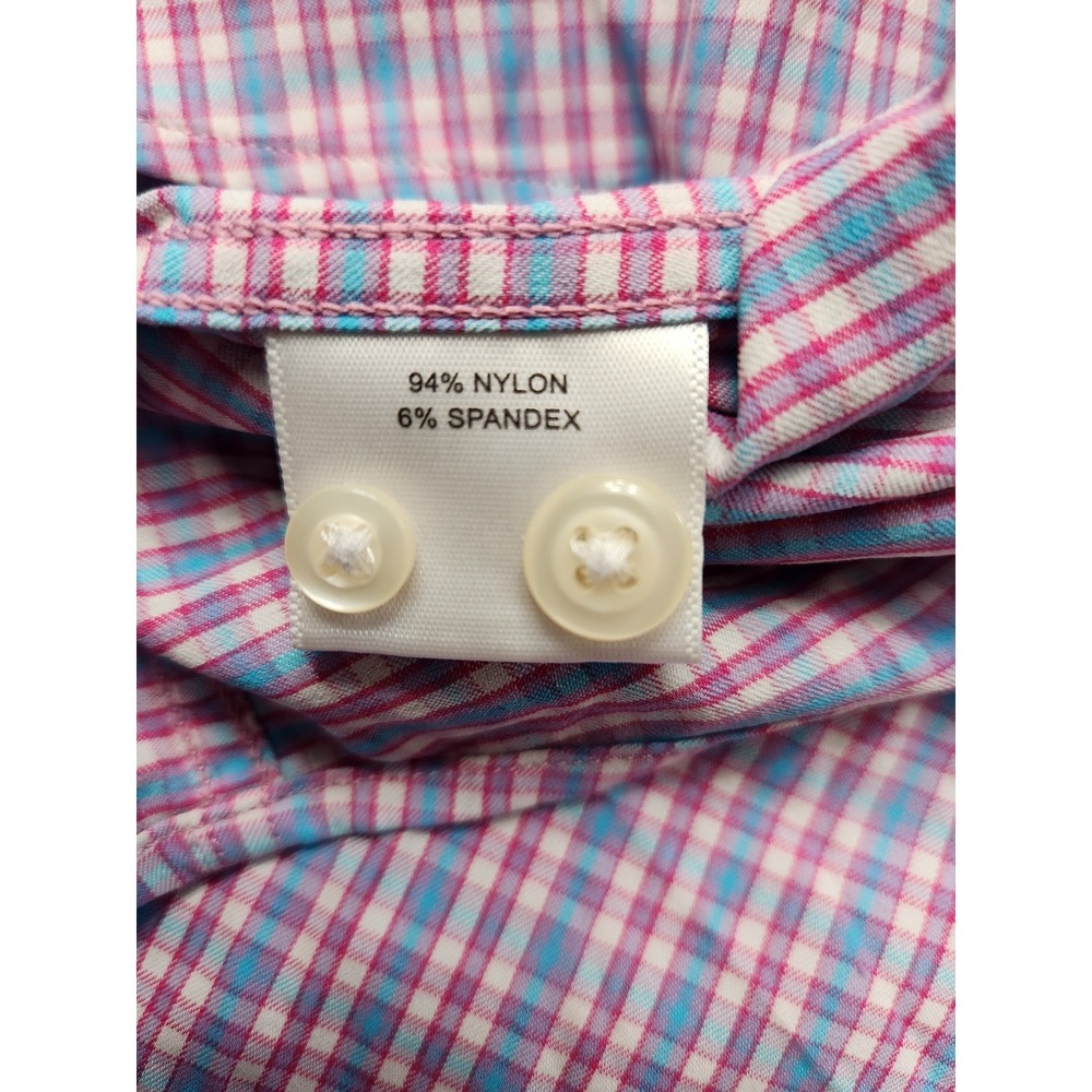 Peter Millar Summer Comfort Shirt Mens Large Pink Plaid Stretch Button Up Casual - Picture 10 of 12